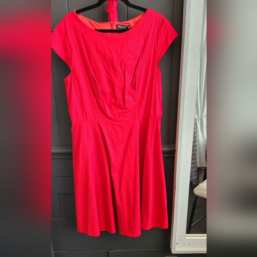 Pukavt Red Cap Sleeve Dress